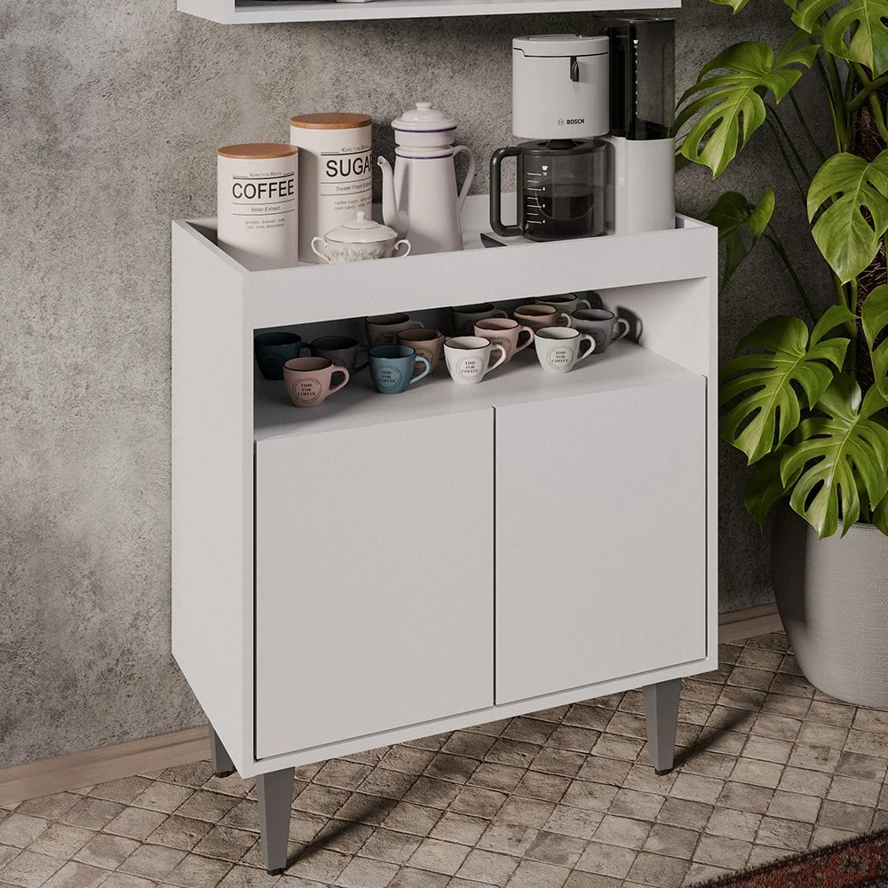 Balcão Aparador Buffet Cantinho do Café 71cm Lice Z34 Branco - Mpozenato
