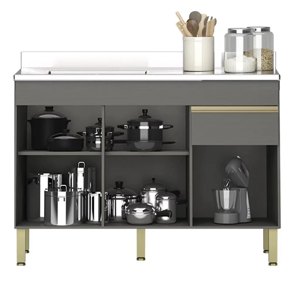 Armário de Cozinha 5 peças Balcão com Pia 150cm Lina20 Z06 Gris/Freijó - Mpozenato
