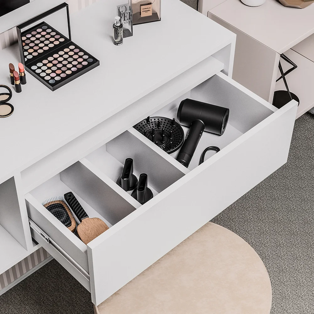 Penteadeira Camarim com Espelho Suspensa 90cm 1 Gaveta Elle Z34 Branco - Mpozenato