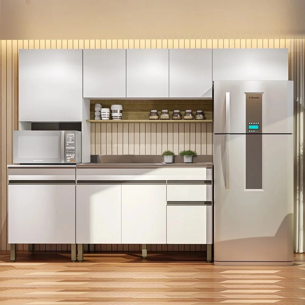 Armário de Cozinha 5 peças Balcão com Pia 150cm Lina20 Z06 Supremo/Freijó - Mpozenato