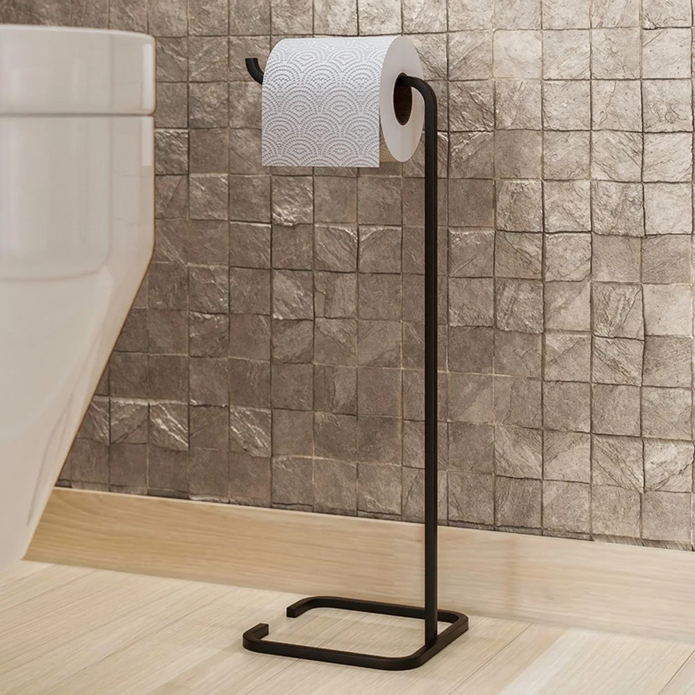 Lixeira e Porta Papel Higiênico de Chão Luxe em Aço D09 Preto - Mpozenato