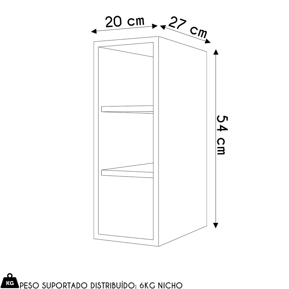 Nicho Aéreo Adega Vertical 20cm Riad Cinza Claro - Lumil