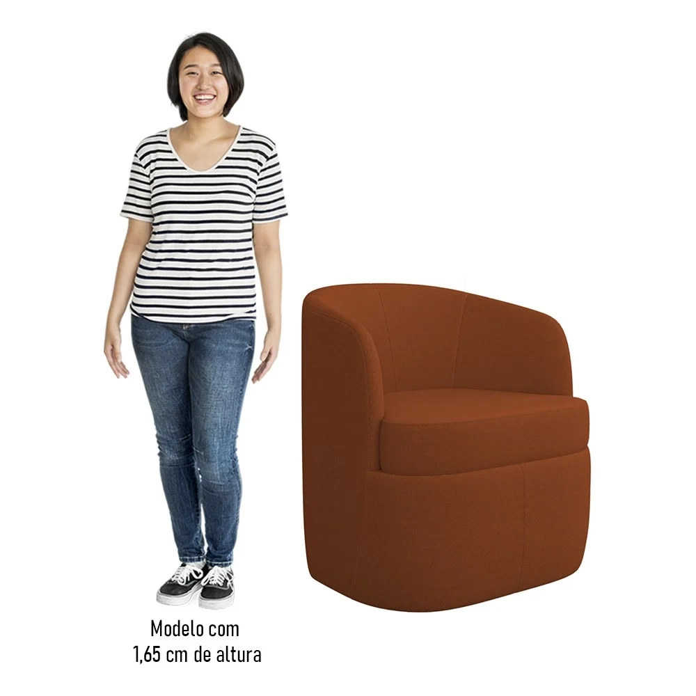 Poltrona Giratória Decorativa para Sala Dandara Z08 Boucle Terracota - Mpozenato