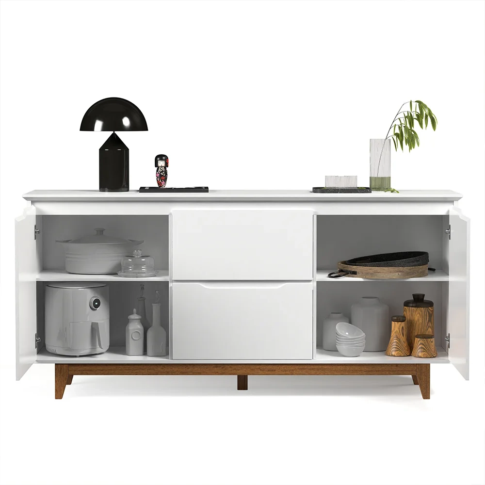 Buffet Aparador para Sala de Jantar 163cm Flow Branco - EJ Móveis