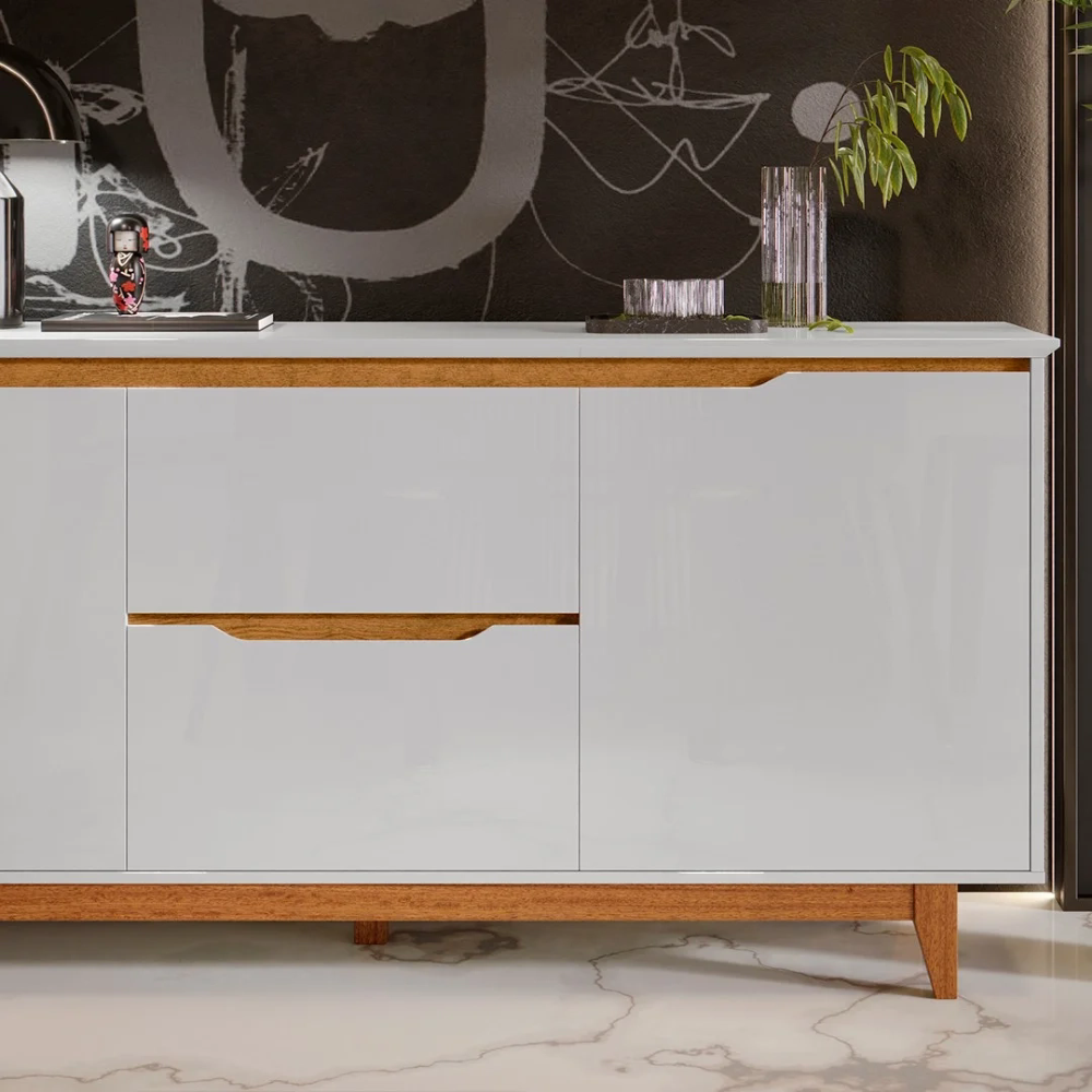 Buffet Aparador para Sala de Jantar 163cm Flow Branco - EJ Móveis