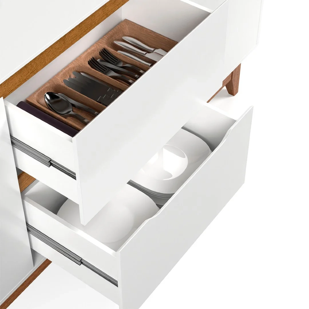 Buffet Aparador para Sala de Jantar 163cm Flow Branco - EJ Móveis