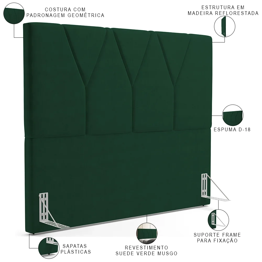 Cabeceira Cama Box Solteiro 100cm Aura Suede W01 Verde - Mpozenato 