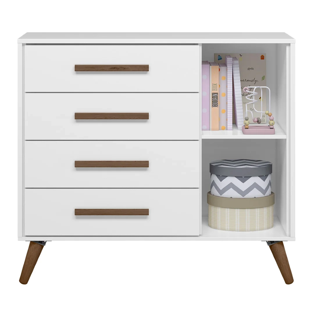 Cômoda Infantil Sapateira Q Encanto Retrô Branco - Qmovi