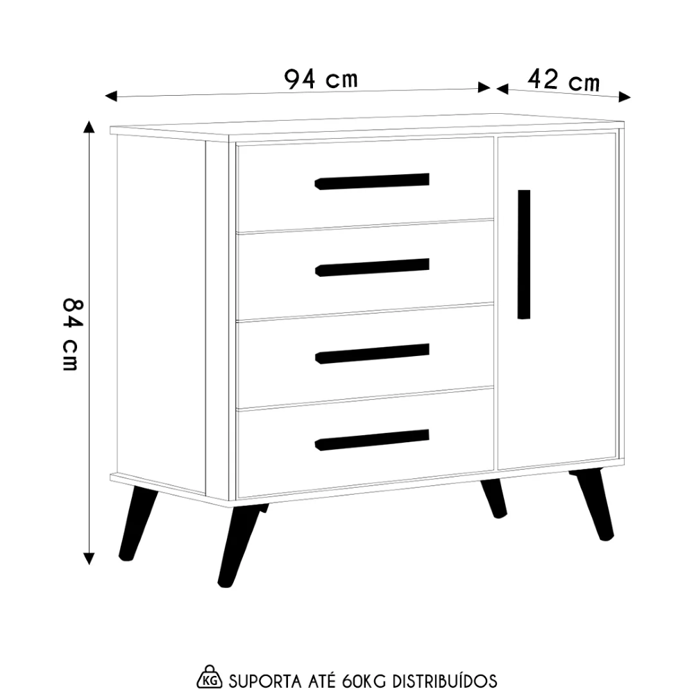 Cômoda Infantil Sapateira Q Encanto Retrô Branco - Qmovi