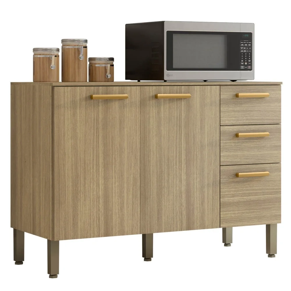 Balcão Gabinete para Pia com Tampo 120cm Urban Z06 Freijó - Mpozenato