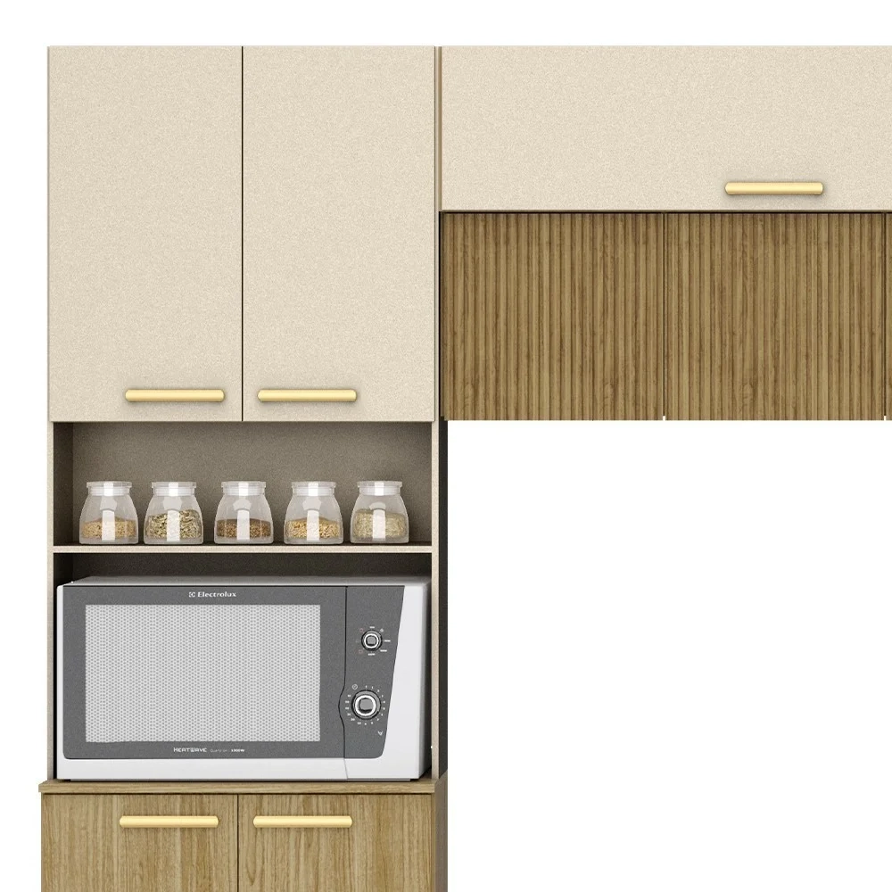 Armário de Cozinha 4 Peças Urban01 Z06 Freijó/Vanilla - Mpozenato