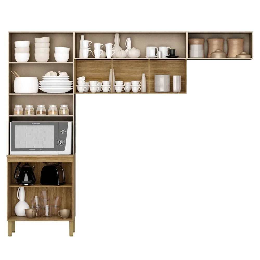 Armário de Cozinha 4 Peças Urban01 Z06 Freijó/Vanilla - Mpozenato