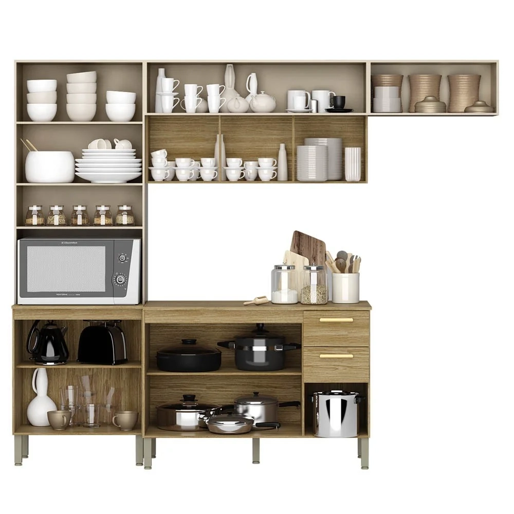 Armário de Cozinha 5 Peças Urban03 Balcão com Tampo 120cm Z06 Freijó/Vanilla - Mpozenato