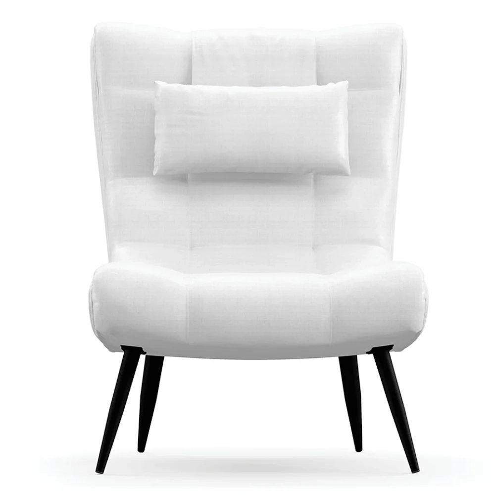 Poltrona Decorativa Para Sala de Estar com Almofada e Pés Palito Lord Facto Dunas Branco - Ibiza