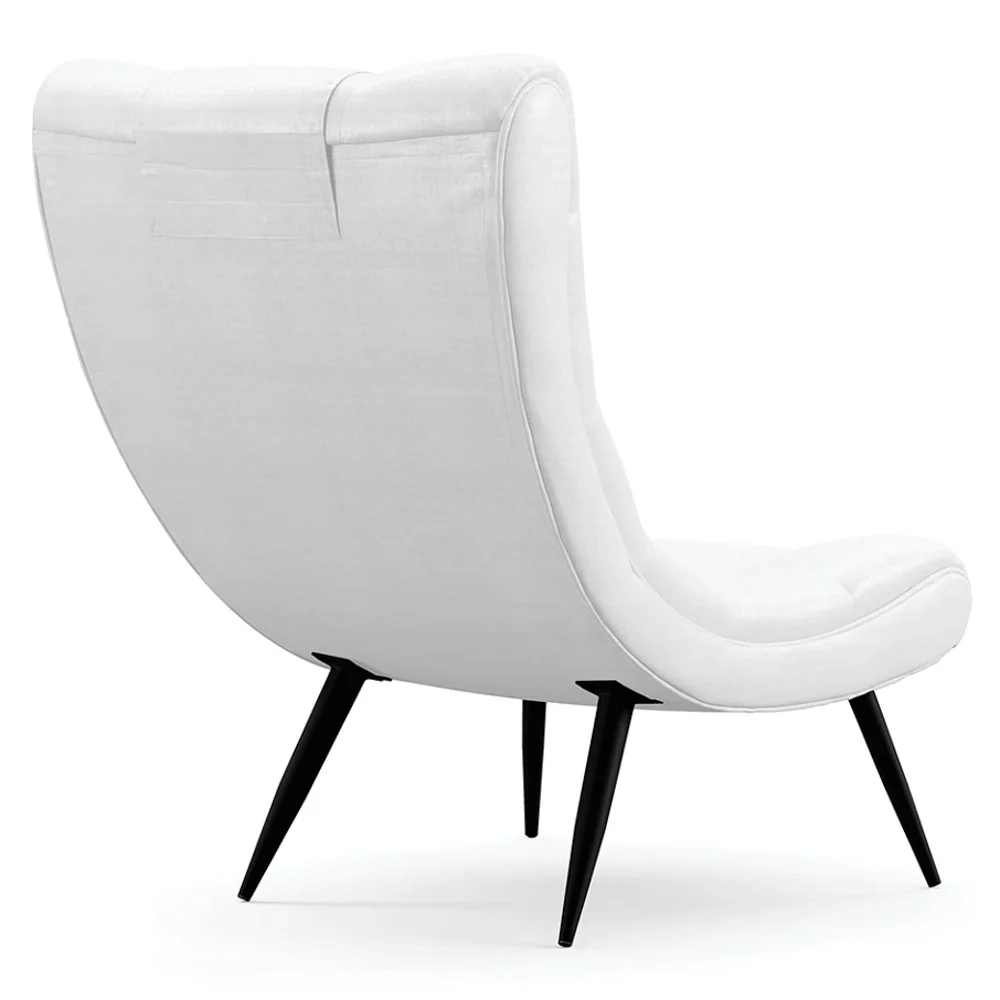 Poltrona Decorativa Para Sala de Estar com Almofada e Pés Palito Lord Facto Dunas Branco - Ibiza