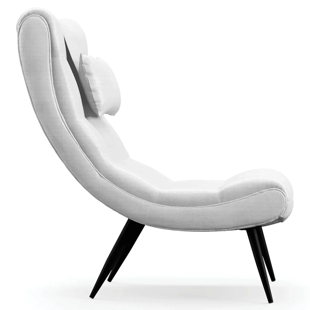 Poltrona Decorativa Para Sala de Estar com Almofada e Pés Palito Lord Facto Dunas Branco - Ibiza