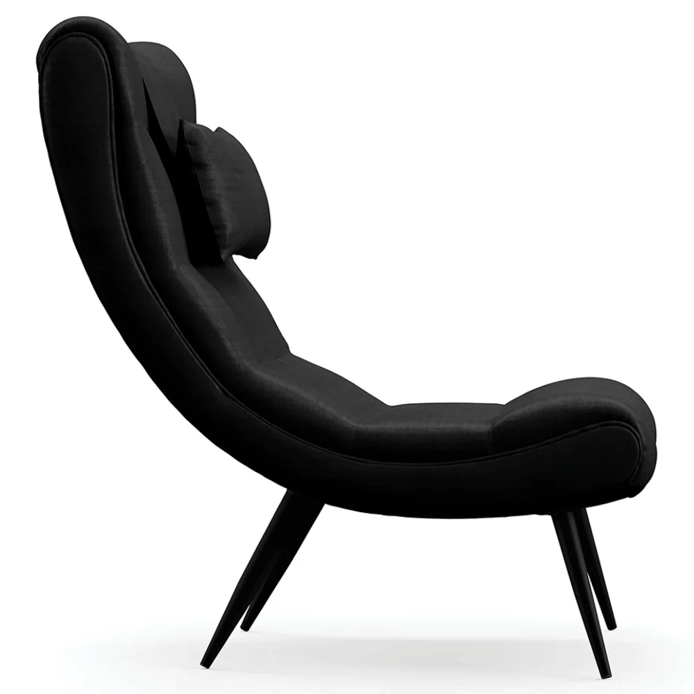 Poltrona Decorativa Para Sala de Estar com Almofada e Pés Palito Lord Facto Dunas Preto - Ibiza