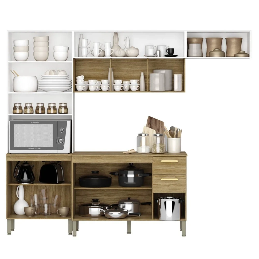 Armário de Cozinha 5 Peças Urban03 Balcão com Tampo 120cm Z06 Freijó/Supremo - Mpozenato