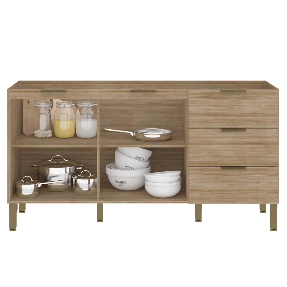 Balcão Gabinete para Pia sem Tampo 160cm Charm Z06 Freijó - Mpozenato