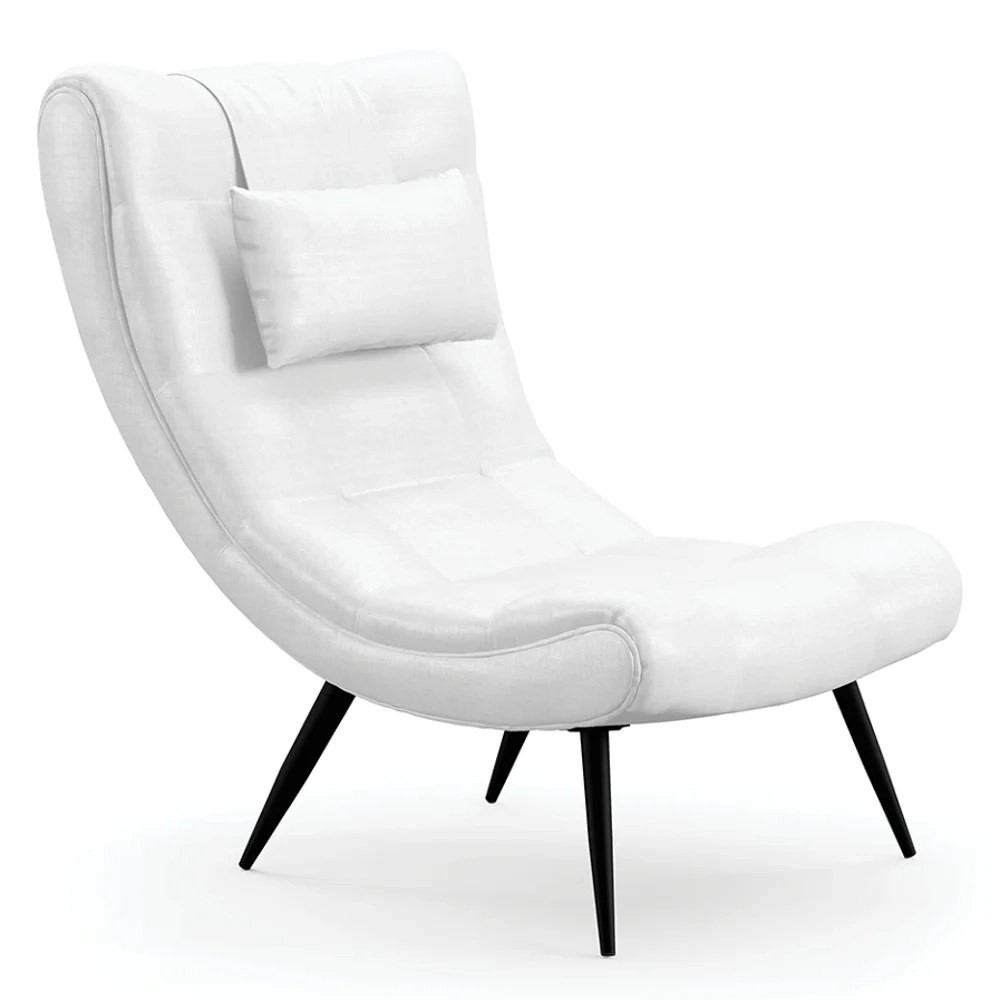 Kit 2 Poltronas Decorativas Sala de Estar com Almofada e Pés Palito Lord Facto Dunas Branco - Ibiza