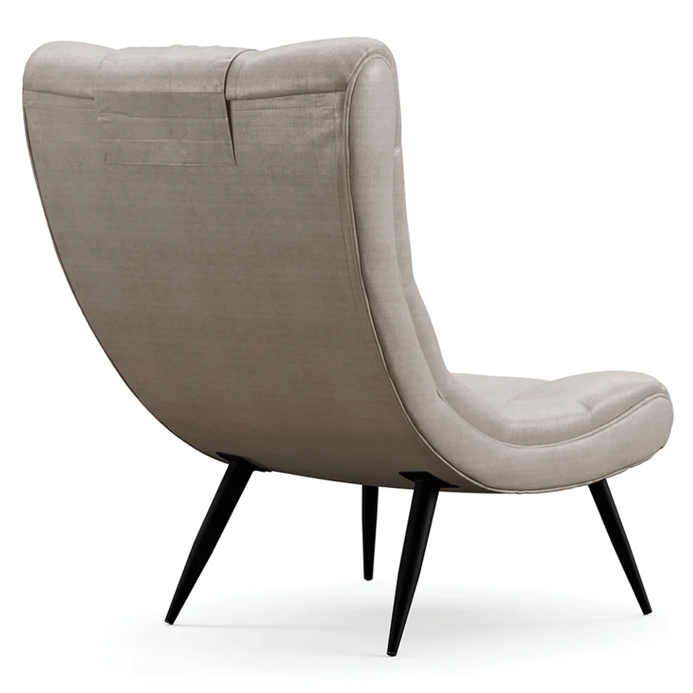 Kit 2 Poltronas Decorativas Sala de Estar com Almofada e Pés Palito Lord Facto Dunas Pérola - Ibiza