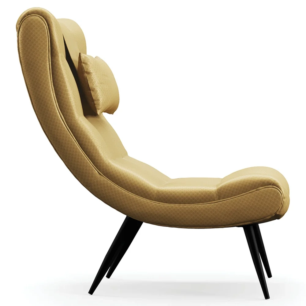 Kit 2 Poltronas Decorativas Para Sala de Estar com Almofada e Pés Palito Lord Facto Dourado - Ibiza