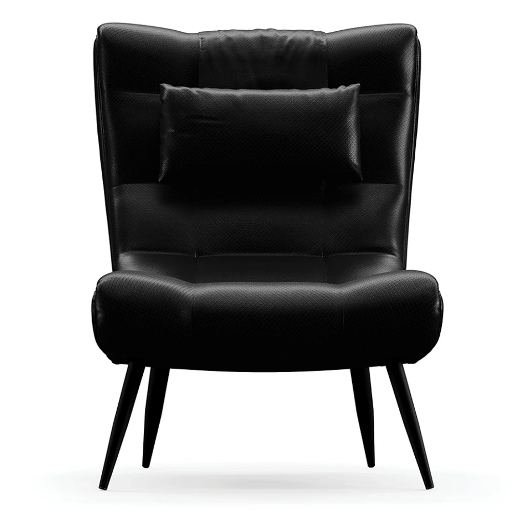 Kit 2 Poltronas Decorativas Para Sala de Estar com Almofada e Pés Palito Lord Facto Preto - Ibiza