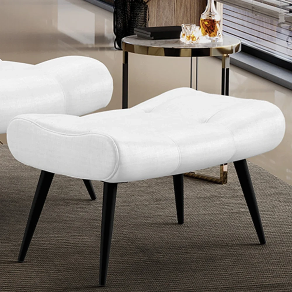 Puff Decorativo Para Sala de Estar Pés Palito Lord Facto Dunas Branco - Ibiza