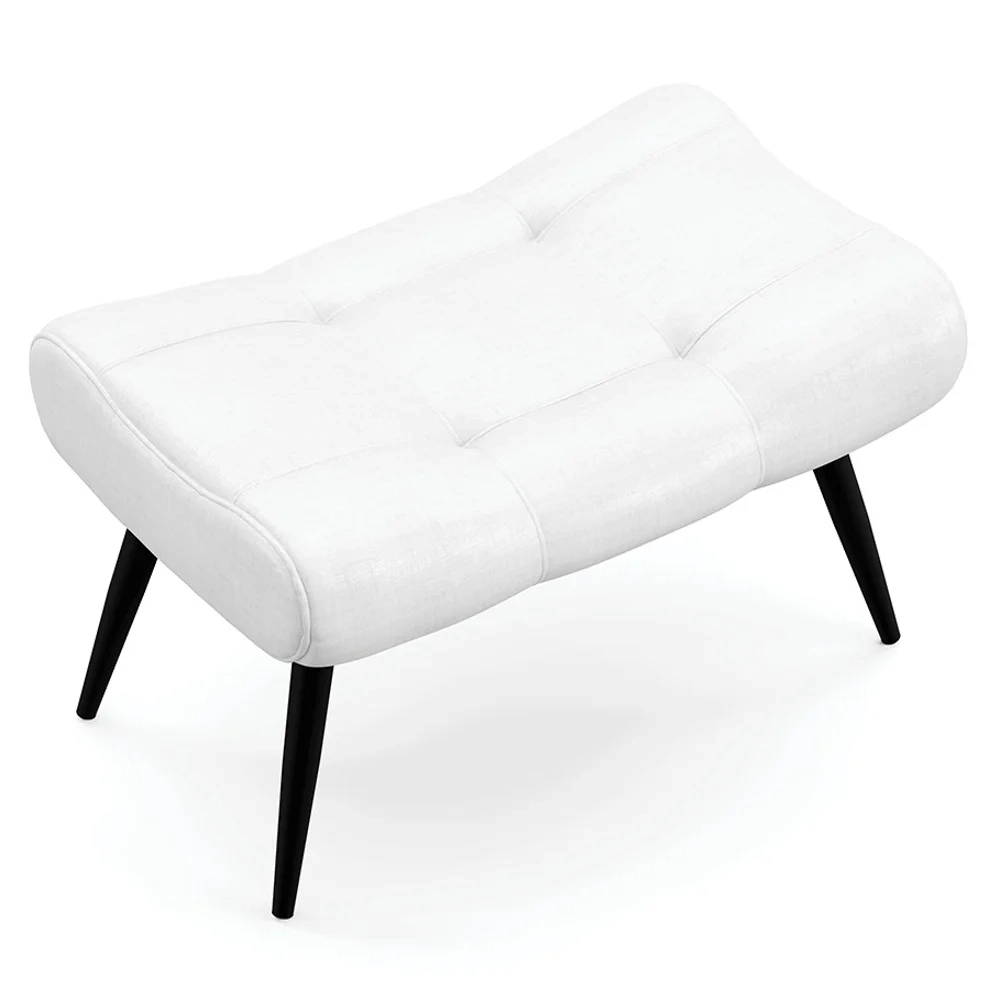 Puff Decorativo Para Sala de Estar Pés Palito Lord Facto Dunas Branco - Ibiza