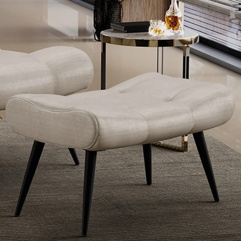 Puff Decorativo Para Sala de Estar Pés Palito Lord Facto Dunas Pérola - Ibiza