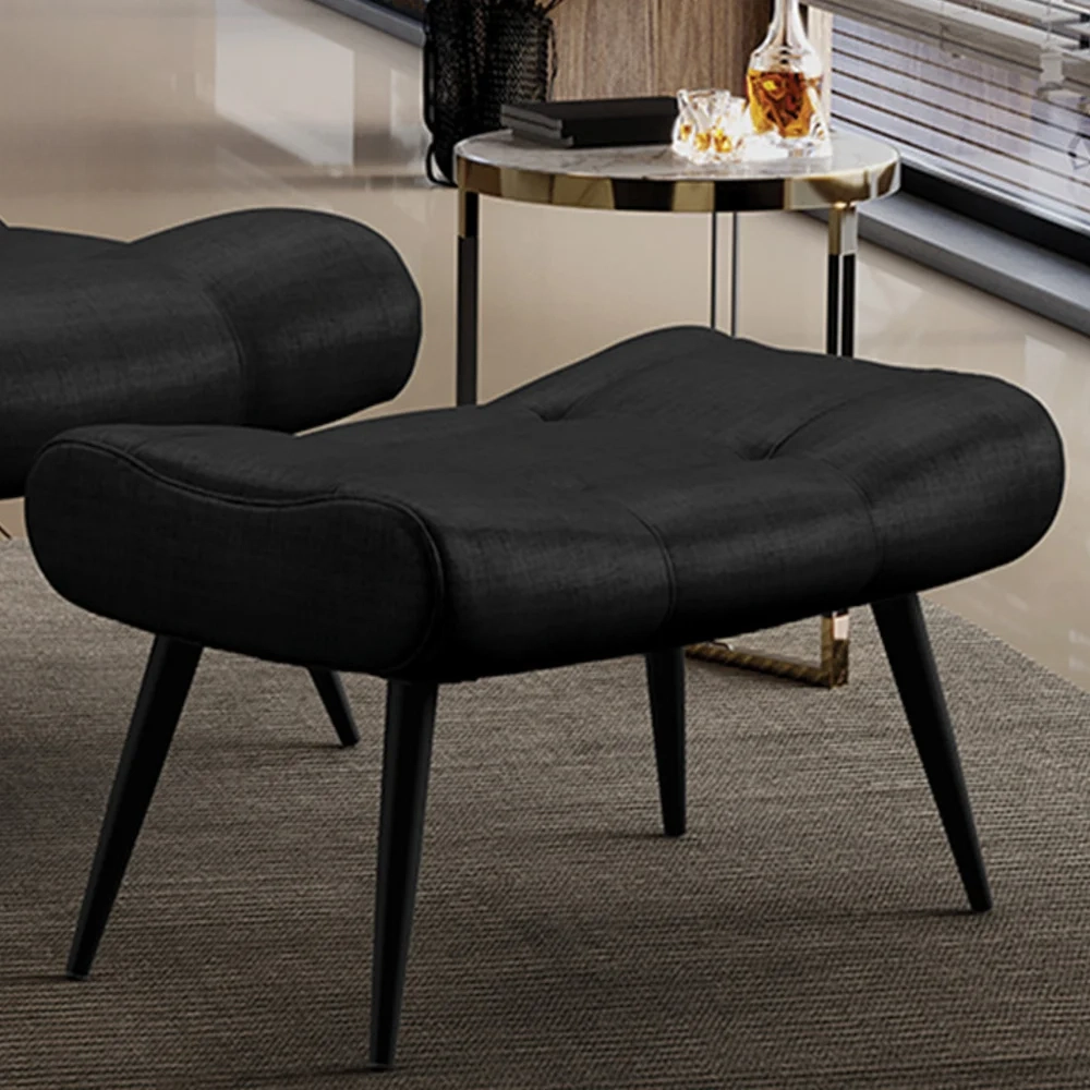 Puff Decorativo Para Sala de Estar Pés Palito Lord Facto Dunas Preto - Ibiza