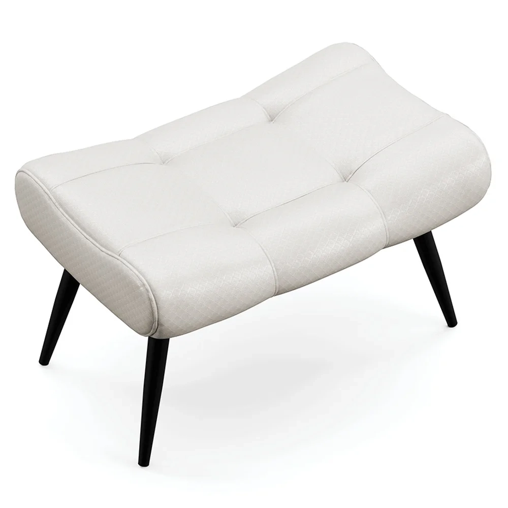 Puff Decorativo Para Sala de Estar Pés Palito Lord Facto Prata - Ibiza