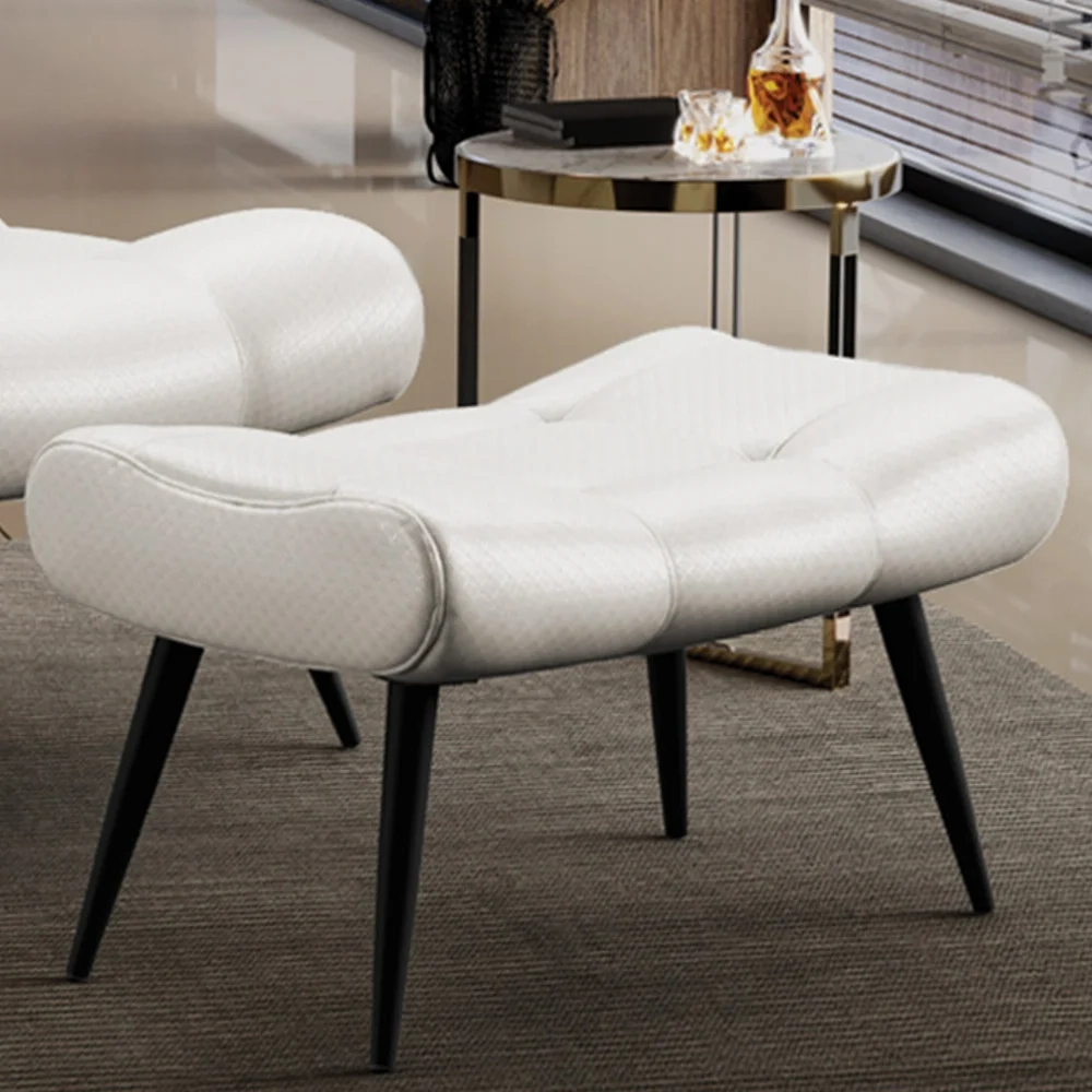 Puff Decorativo Para Sala de Estar Pés Palito Lord Facto Prata - Ibiza