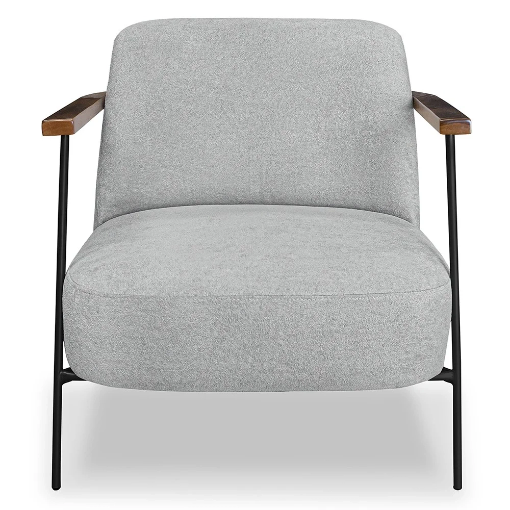 Poltrona para Sala Pés Metálicos Kit 2 Ellen S06 Boucle Cinza - Mpozenato