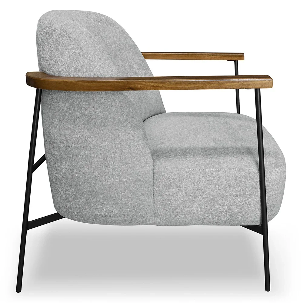 Poltrona para Sala Pés Metálicos Kit 2 Ellen S06 Boucle Cinza - Mpozenato