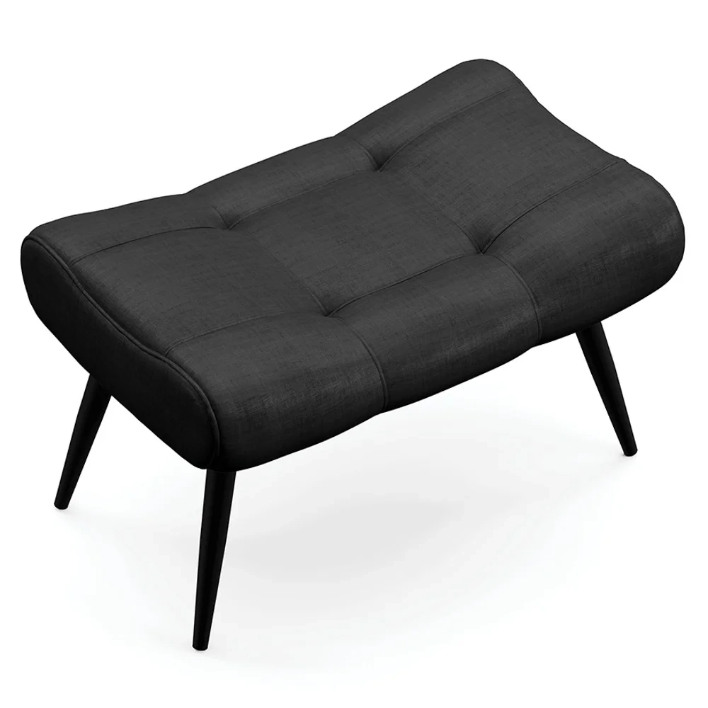 Kit 2 Puffs Decorativos Para Sala de Estar Pés Palito Lord Facto Dunas Preto - Ibiza