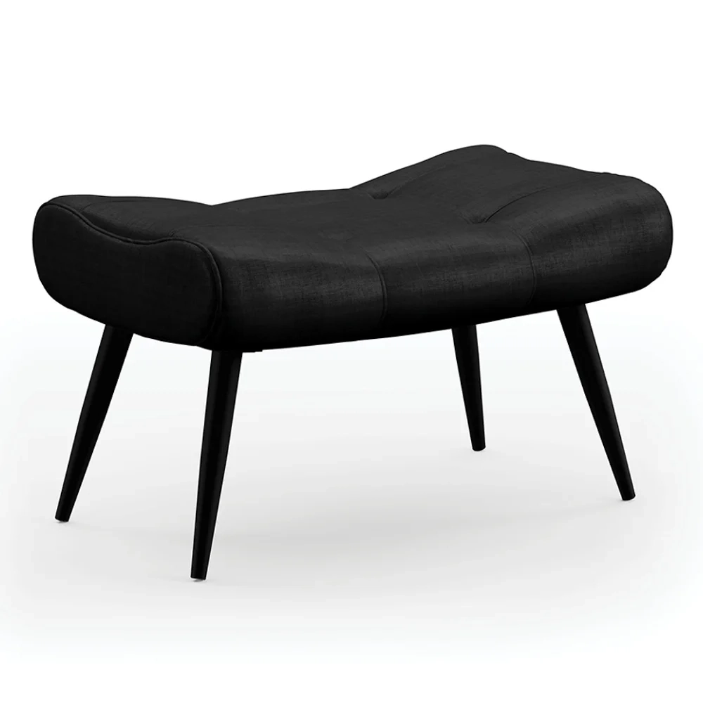 Kit 2 Puffs Decorativos Para Sala de Estar Pés Palito Lord Facto Dunas Preto - Ibiza