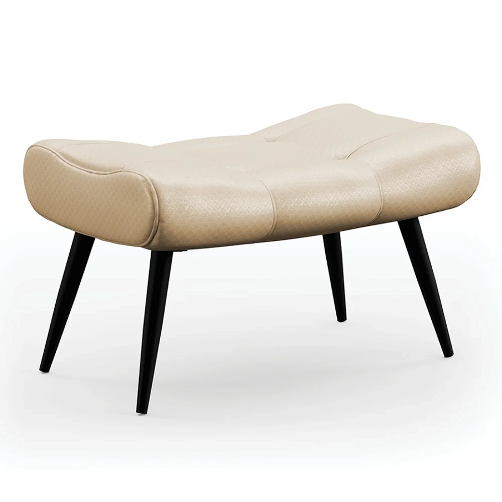 Kit 2 Puffs Decorativos Para Sala de Estar Pés Palito Lord Facto Bege - Ibiza