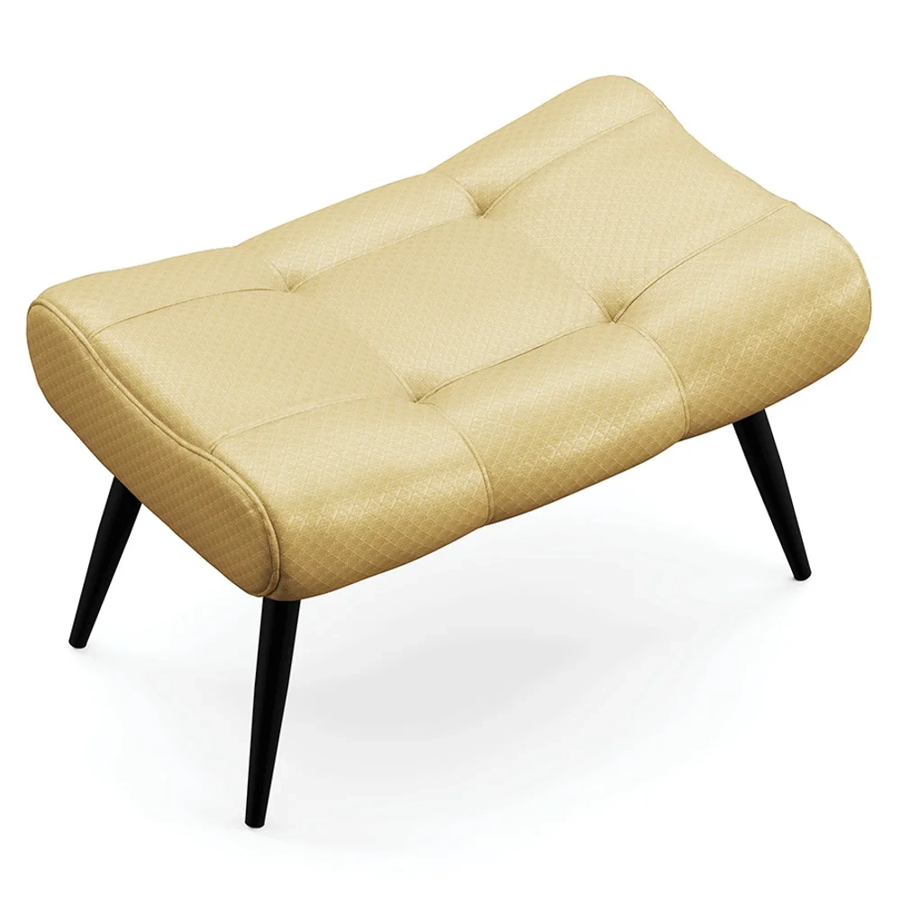 Kit Poltrona e Puff Para Sala de Estar com Almofada e Pés Palito Lord Facto Dourado - Ibiza