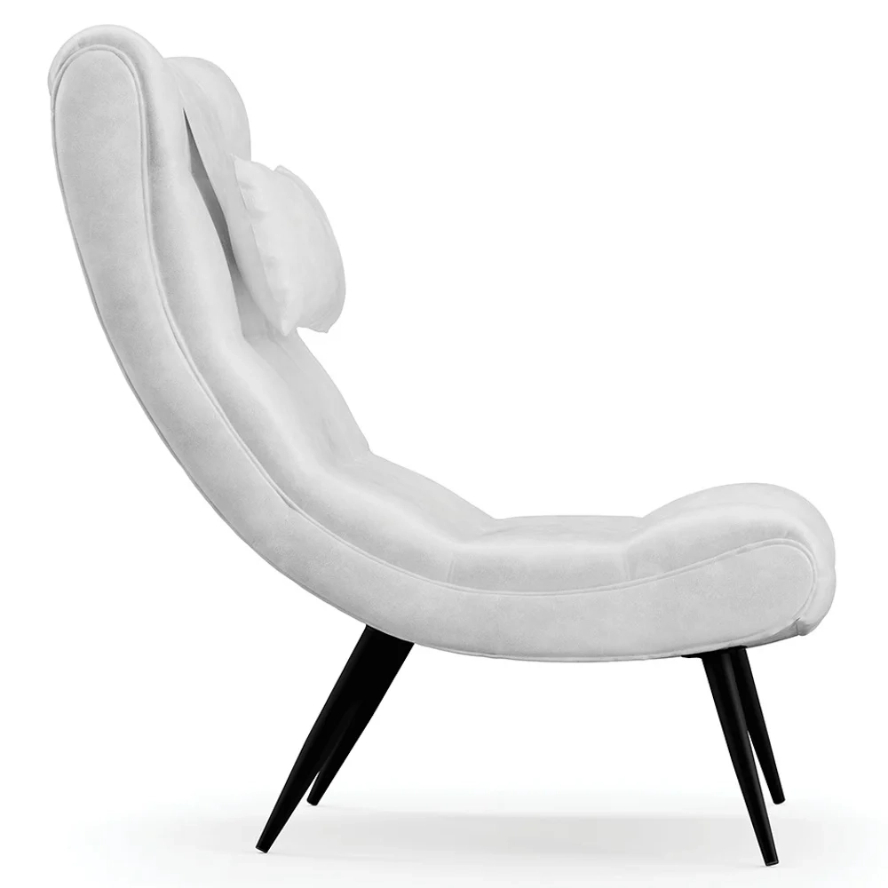 Poltrona Decorativa Para Sala de Estar com Almofada e Pés Palito Lord Sintético Branco - Ibiza