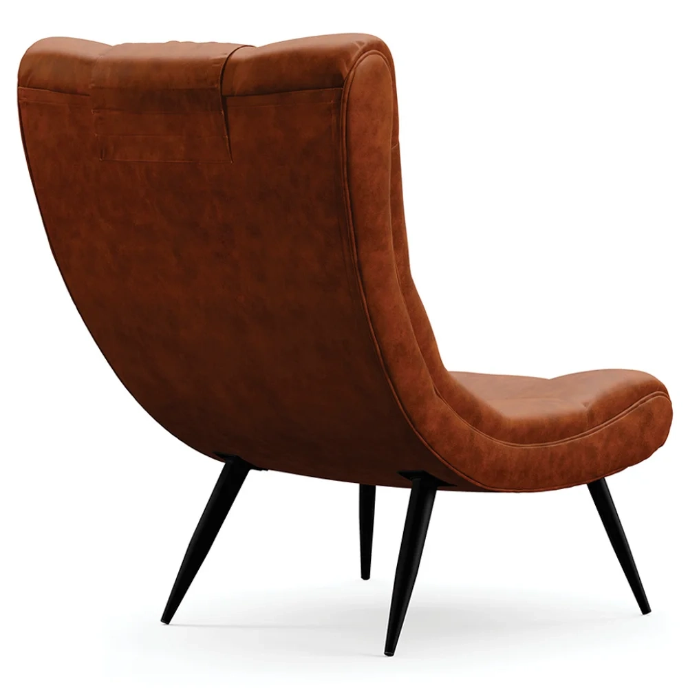 Kit 2 Poltronas Decorativas Sala de Estar com Almofada e Pés Palito Lord Sintético Nozes - Ibiza