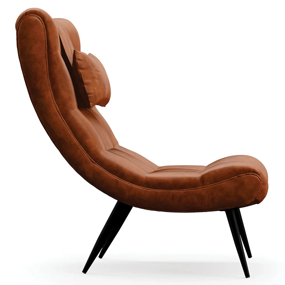 Kit 2 Poltronas Decorativas Sala de Estar com Almofada e Pés Palito Lord Sintético Nozes - Ibiza