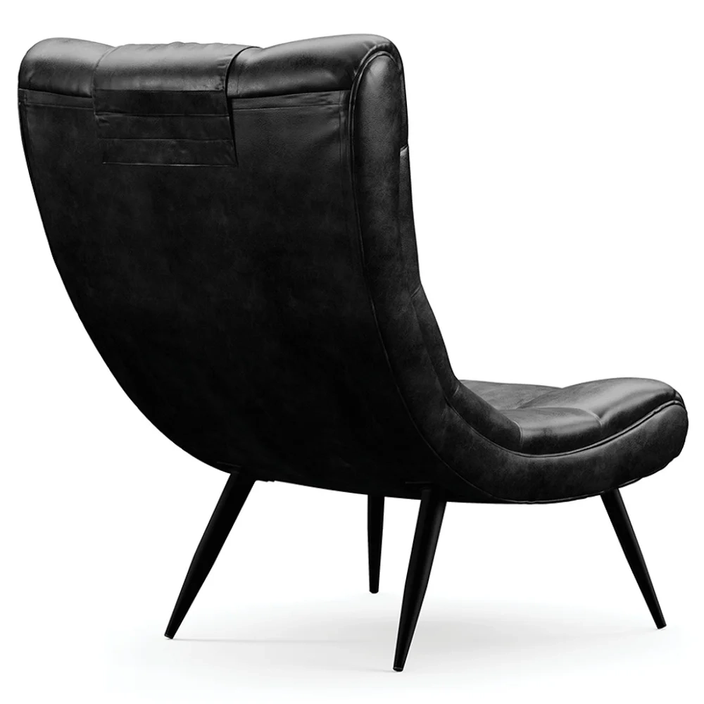 Kit 2 Poltronas Decorativas Sala de Estar com Almofada e Pés Palito Lord Sintético Preto - Ibiza