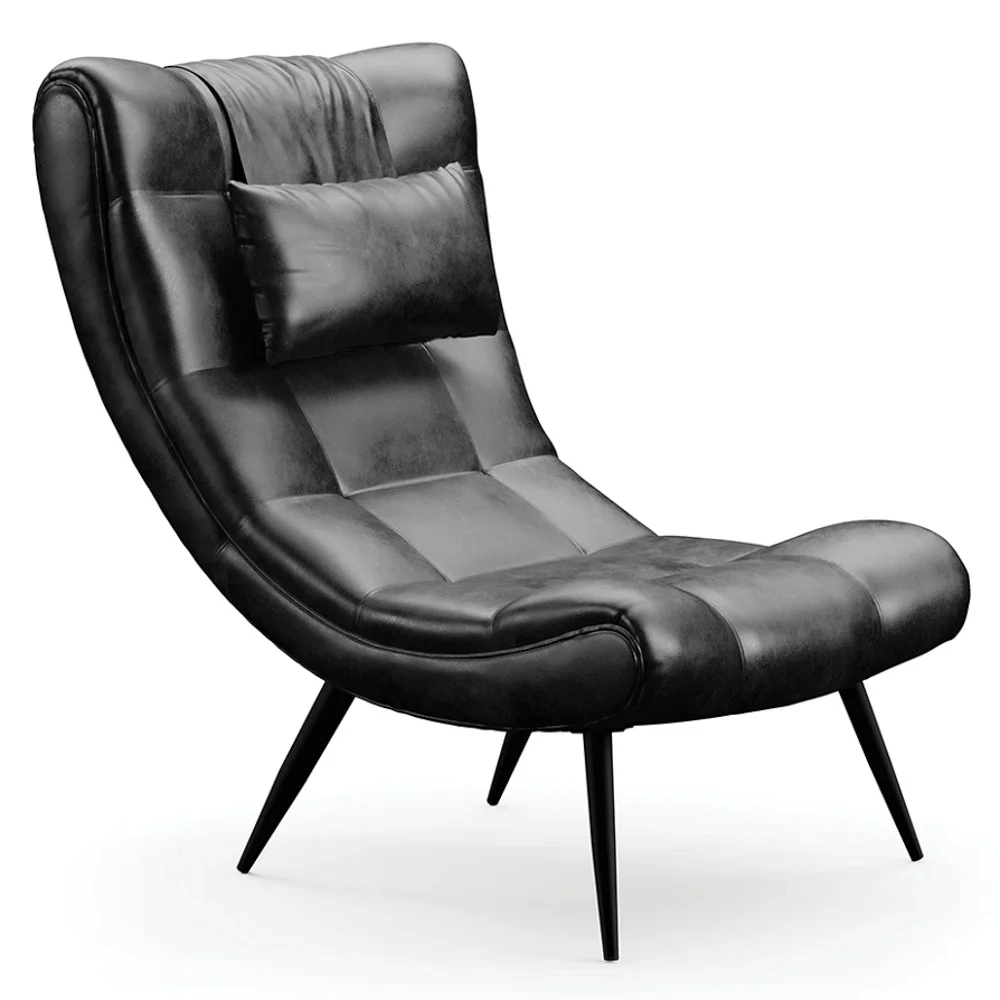 Kit 2 Poltronas Decorativas Sala de Estar com Almofada e Pés Palito Lord Sintético Preto - Ibiza