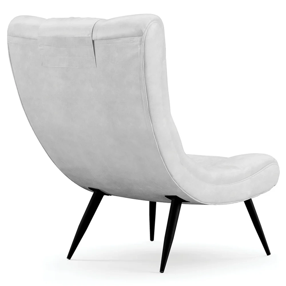 Kit 2 Poltronas Decorativas Sala de Estar com Almofada e Pés Palito Lord Sintético Branco - Ibiza