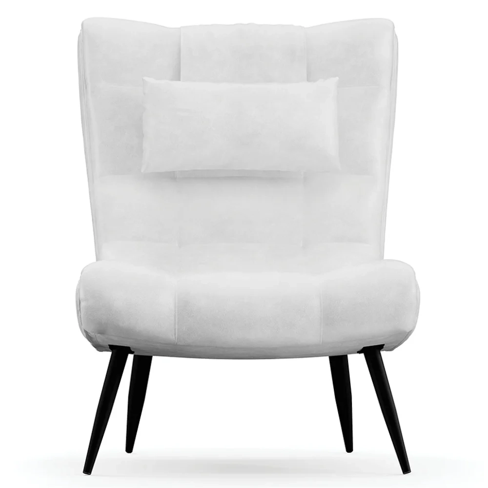 Kit 2 Poltronas Decorativas Sala de Estar com Almofada e Pés Palito Lord Sintético Branco - Ibiza