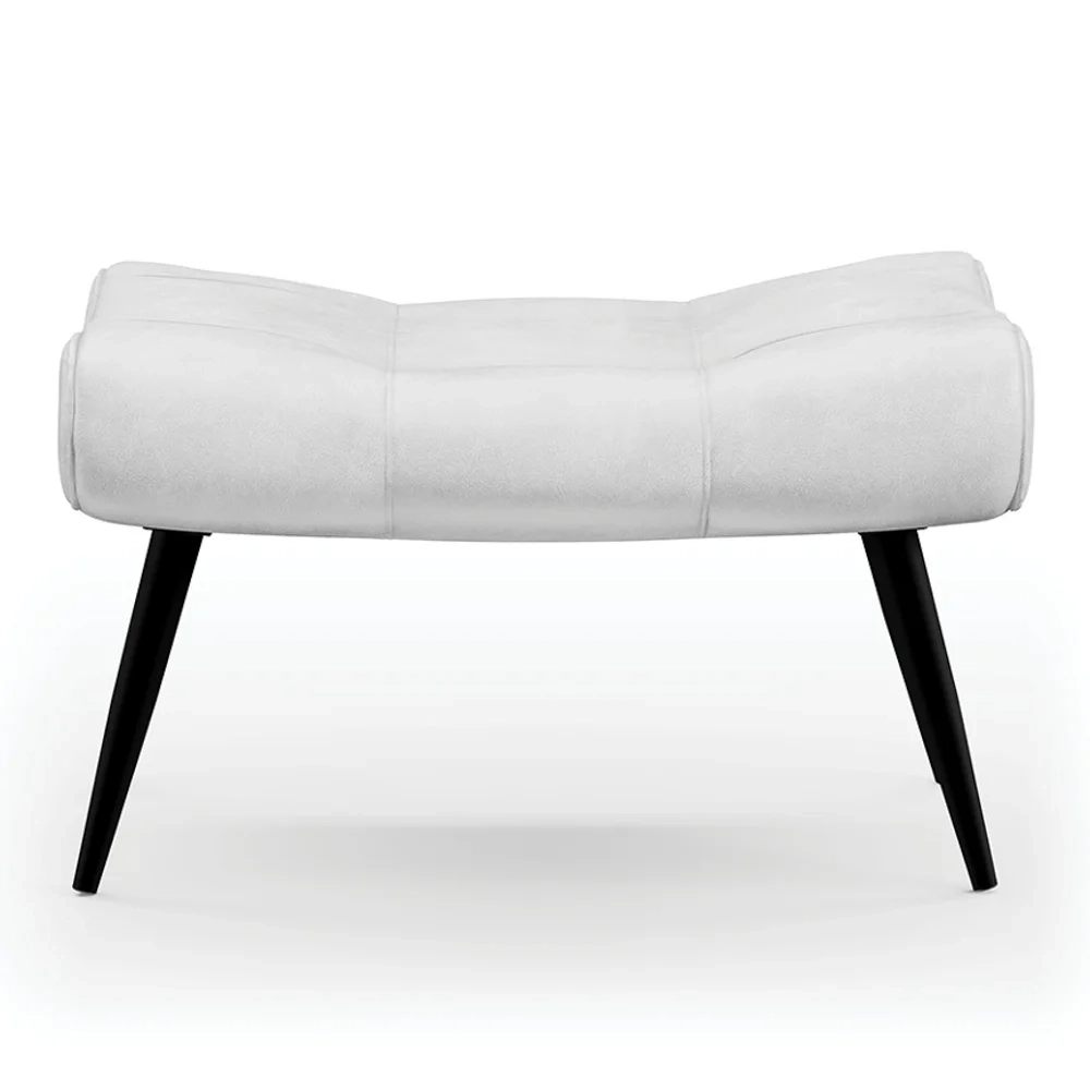 Puff Decorativo Para Sala de Estar Pés Palito Lord Sintético Branco - Ibiza