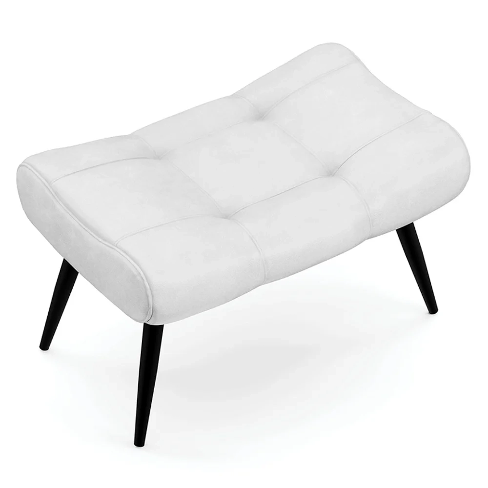 Puff Decorativo Para Sala de Estar Pés Palito Lord Sintético Branco - Ibiza