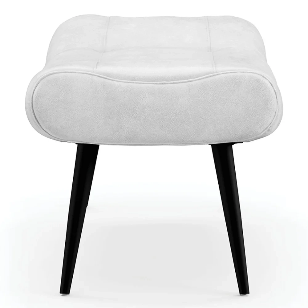 Puff Decorativo Para Sala de Estar Pés Palito Lord Sintético Branco - Ibiza