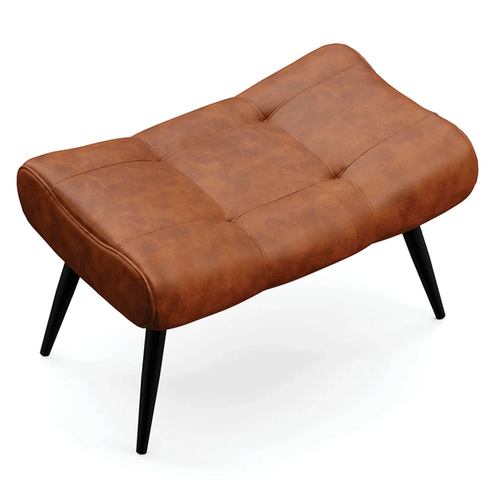 Kit 2 Puffs Decorativos Para Sala de Estar Pés Palito Lord Sintético Nozes - Ibiza